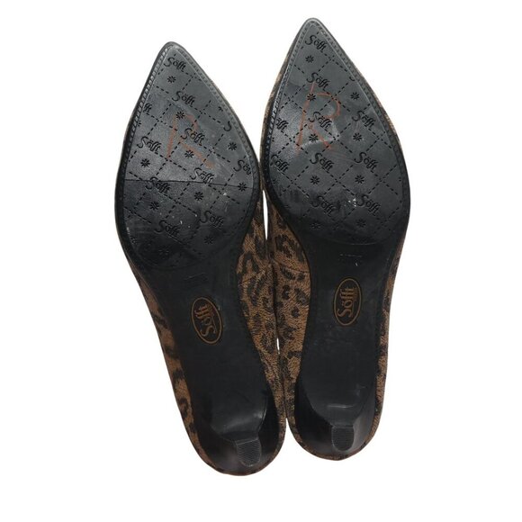 Sofft Vesper Brown Leopard Print Leather Pointed Kitten Heel Pumps Womens 9N - Picture 12 of 13